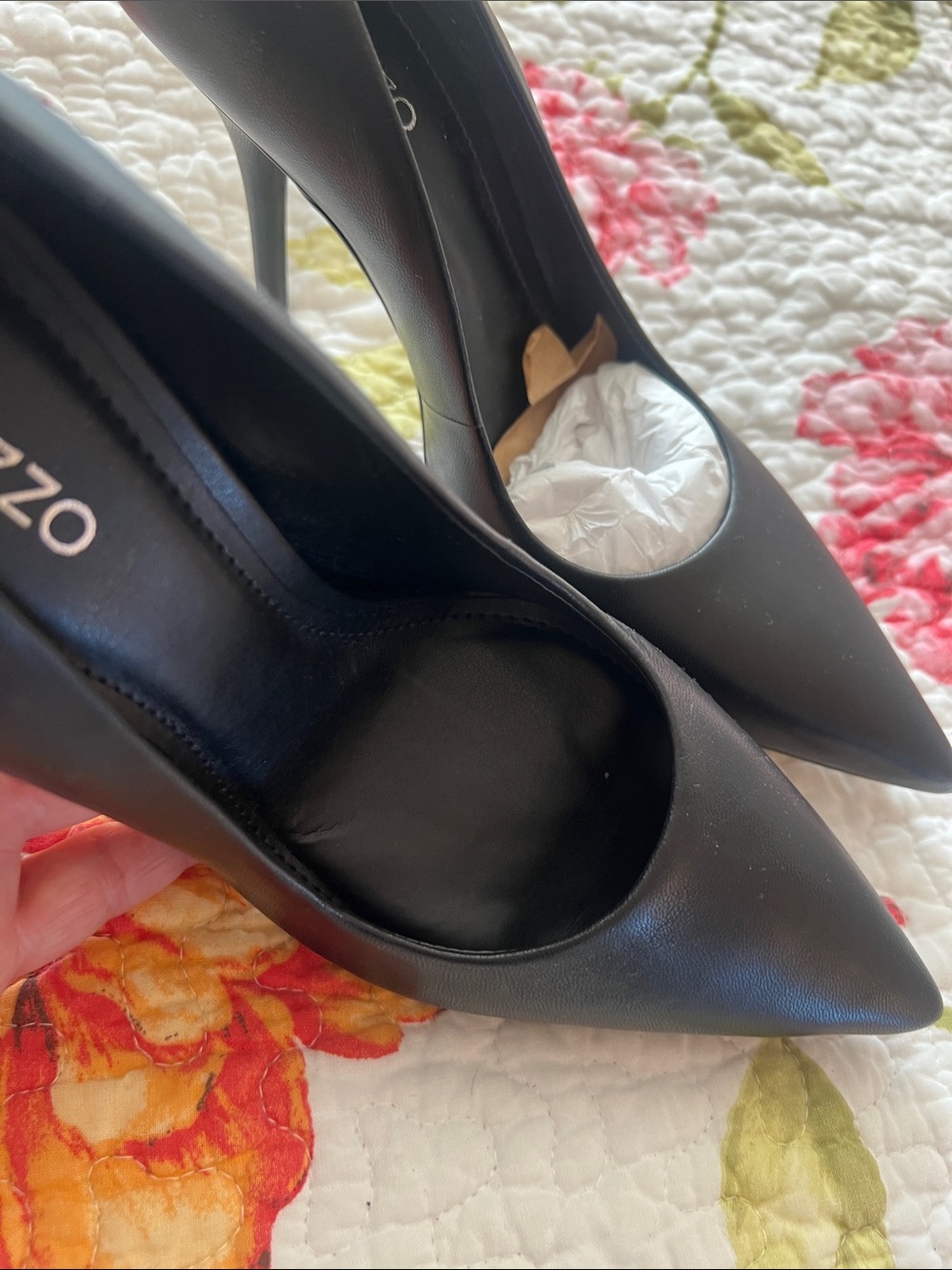 Arezzo Black Leather Pointed Toe Women's Pumps Heels Shoes - Picture 8 of 9